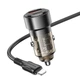 Автомобільний зарядний пристрій BOROFONE BZ20 Smart 38W dual port PD20W+QC3.0 car charger Transparent Black - изображение 3