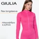 Женский лонгслив на молнии в рубчик Giulia Flex longsleeve "Bare" L96 S Pink-raspberry, спортивный лонгслив, из микрофибры, приталенный - изображение 1