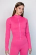 Женский лонгслив на молнии в рубчик Giulia Flex longsleeve "Bare" L96 S Pink-raspberry, спортивный лонгслив, из микрофибры, приталенный - изображение 2