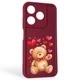 Чохол силіконовий Soft Touch з 3D принтом милий ведмедик для TECNO Spark 10C (KI5m) бордовий (Повний захист камери) - зображення 1