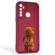 Чехол силиконовый Soft Touch с 3D принтом смешного теда мишки для Realme C3 бордовый (Полная защита камеры) - изображение 1