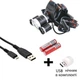 Налобний ліхтар Чорний на 3 LED промені 2 акумулятори 18650 + USB нічник в комплекті - зображення 1