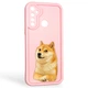 Чехол силиконовый оригинальный Soft Touch с 3D принтом мема сибу для Realme C3 розовый (Полная защита камеры) - изображение 1