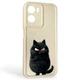 Чохол силіконовий Soft Touch з 3D принтом злого кота для Motorola G05 молочний (Повний захист камери) - зображення 1