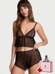 Комплект білизни (топ та шорти) Victoria's Secret Jingle Bells Mesh Cami Set S чорний + Подарунковий пакет 26953880 - изображение 1