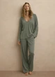 Пижамные брюки в рубчик Massimo Dutti 50927785261c56 M зеленые (100005536) - изображение 2