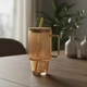 Чашка скляна з бамбуковою кришкою та скляною трубочкою для чаю ICE Tea 750 мл кубок скляний з ручкою для гарячих та холодних напоїв Коричневий прозорий - зображення 1