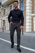 Штани slim fit Trend Collection 1259 чорно-коричневий 38 - зображення 2