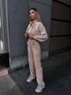 Жіночий велюровий костюм (кофта+штани+топ) Uaclothes 46-48 Бежевий (like36680-171061350) - изображение 4
