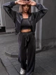 Жіночий велюровий костюм (кофта+штани+топ) Uaclothes 46-48 Графітовий (like36673-170991350) - изображение 3