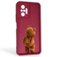 Чехол силиконовый Soft Touch с 3D принтом смешного теда мишки для Xiaomi Redmi Note 10 Pro 4G бордовый (Полная защита камеры) - изображение 1