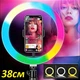 Кольцевая LED лампа 1500 лм 3000K-6000K RGB MJ38 d38см 220V, с пультом управления и креплением для телефона - изображение 3