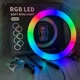 Кольцевая светодиодная лампа 10 Вт, 3200-6500K, 33 см, RGB LED RING MJ33/ с креплением для телефона и регулировкой цвета - изображение 1