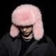 Розовая шапка-ушанка из эко-меха в стиле Y2K Unisex пушистая зимняя alt - изображение 3