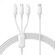 Кабель 3-в-1 Baseus Silky One-for-Three Fast Charging Type-C to Micro USB+Lightning+Type-C 100W (1.5m) white - зображення 1