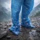 Дождевик с брюками полиэтиленовый водонепроницаемый 2в1 Raincoat Set, защитный дождевой костюм (штаны + куртка) с капюшоном от дождя и влаги, унисекс, размер универсальный Голубой, AH-146-Blue - изображение 9