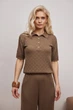 Жіноче ажурне поло з коротким рукавом Bellise 54-56 Капучино (tb24925) - изображение 8