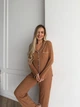 Піжама жіноча трійка сорочка майка штани Rebecca Collection S-M коричневий - зображення 6