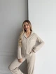 Пижама женская тройка рубашка майка штаны Rebecca Collection L-XL светло-бежевый - изображение 6