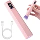 Мини UV/LED лампа фонарик для сушки ногтей, USB, аккумуляторная, розовая - изображение 2
