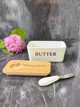 Масленка керамическая с бамбуковой крышкой и ножом "Butter", белая (О8030-144-2) - изображение 2