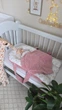 Кокон з крилами Chickabiddy, двосторонній зима-літо, з ручками для перенесення, темно-пудровий бавовняний велюр та зайчики на травичці, позиціонер гніздечко для новонароджених, 90х52 см - зображення 6
