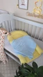 Кокон з крилами Chickabiddy, двосторонній зима-літо, синій бавовняний велюр та жовтий однотон, 100% бавовна, позиціонер гніздечко для новонароджених, 90х52 см - зображення 8