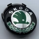 Колпачок заглушка (шкода) на диски Skoda черные с зеленым логотипом 59 мм 55 мм - изображение 1
