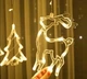 Світлодіодна гірлянда Штора з формами дзвіночок, ялинка та олень 12 PCS light, тепле свічення - зображення 2