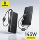 Павербанк Baseus 25000 mAh 145W Power Bank со встроенными USB-C кабелями, быстрая зарядка PD 3.1, внешний аккумулятор для ноутбука - изображение 1