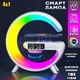 Настільна лампа RGB 4в1 Ring Light-G63 Bluetooth колонка з бездротовою зарядкою та будильником Біла - зображення 1