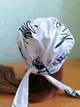 Чалма летняя из хлопка Ирма 180 белая в чёрный принт - изображение 2