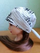 Чалма летняя из хлопка Ирма 180 белая в чёрный принт - изображение 3