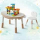 Комплект детский стол со стульчиком POPPET Мультиплей Беж 5 в 1 + конструктор Крутые виражи с горкой (PP-SET-011B-04) - изображение 1