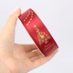 Лента атласная 2.5см, "Рождественская елка", красная, золотая надпись, 22 м - изображение 2