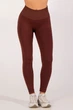 Женские бесшовные леггинсы с push-up эффектом и контрастным поясом Giulia FLEXING LEGGINGS GLAM S/M Brown-hot chocolate, комфортные лосины для спорта, для тренировок, из микрофибры - изображение 2