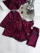 Комплект женский четверка халат майка шорты штаны Amelia Collection XL марсала - изображение 1