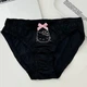 Трусики женские слипы черного цвета с розовыми стразами Хэллоу Китти Hello Kitty, белье Хелоу Кити со стразами и бантиком XS/S - изображение 5