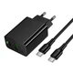 Зарядний пристрій зі швидкою зарядкою 30W та кабелем Type-C to Type-C HOCO CS95A 1USB, 1Type-C Чорний - зображення 3