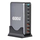 Блок живлення Type-C зарядний пристрій USB Хаб GaN 600W (600Вт) Швидка Зарядка для ноутбука та телефону PD 140W - зображення 1