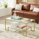 Журнальний склянний столик Songmics Glamour золото 55 x 100 x 45 см - зображення 5