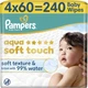 Упаковка детских влажных салфеток Pampers Aqua Soft Touch 60 шт х 4 пачки (240 шт) (8006530140027) - изображение 1