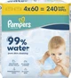 Упаковка детских влажных салфеток Pampers 99% Water 60 шт х 4 пачки (240 шт) (8006530116305) - изображение 2