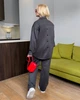 Замш костюм двійка., з оверсайз сорочкою та штанами прямого крою мод LELIK - 900, графыт, 58-60 - изображение 7