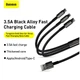 Кабель Baseus Tungsten 3 в 1 USB to M+L+C 3.5A 1.5м Черный - изображение 6