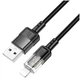 Кабель Hoco U129 прозорий Lightning 1.2м текстильна обплетення для iPhone чорний - зображення 1