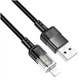 Кабель Hoco U129 прозорий Lightning 1.2м текстильна обплетення для iPhone чорний - зображення 4