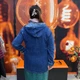 Кардиган женский джинсовый на пуговицах капюшон 4XL синий - изображение 6