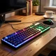Комплект клавиатура и мышь Hoco GM18, проводная игровая клавиатура и мышь с RGB-подсветкой, мембранная клавиатура (Eng/Рус) и оптическая мышь для ПК, ноутбука, PS4/Xbox, проводной USB компьютерный набор для геймеров, GM-18 - изображение 1