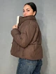 Куртка женская Runfesine 88216 короткая с молочным воротником-стойкой L коричневая - изображение 6